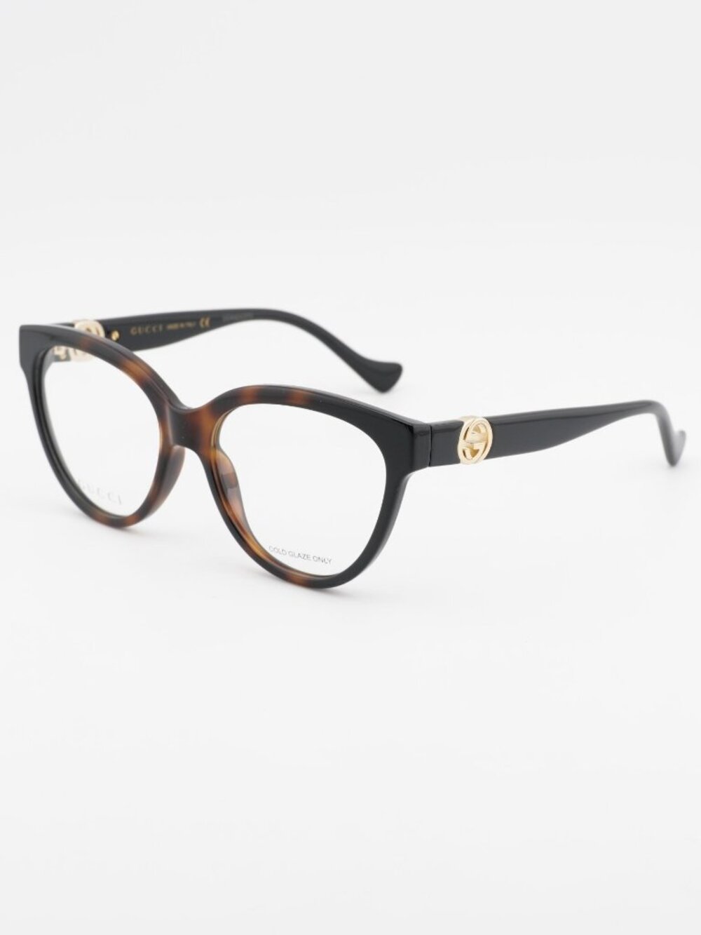 Gucci GG1024O 009 Eyeglasses Shiny Dark Havana to Black Fade 54mm Cat Eye Frame